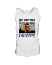 GO OUTSIDE A BEAR KILLS U Unisex Tank tile