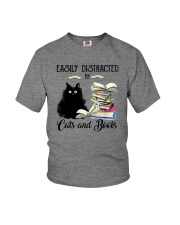 EASILY DISTRACTED BT CATS AND BOOKS Youth T-Shirt thumbnail
