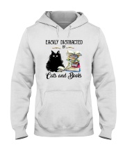 EASILY DISTRACTED BT CATS AND BOOKS Hooded Sweatshirt thumbnail