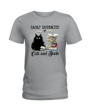 EASILY DISTRACTED BT CATS AND BOOKS Ladies T-Shirt thumbnail