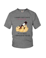 A WOMAN NEEDS WINE AND LADRADOR Youth T-Shirt thumbnail