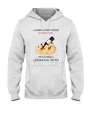 A WOMAN NEEDS WINE AND LADRADOR Hooded Sweatshirt thumbnail