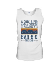 A COW A PIG A CHICKEN WALK INTO A BARBQ Unisex Tank thumbnail