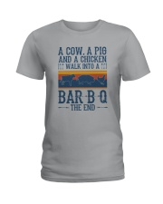 A COW A PIG A CHICKEN WALK INTO A BARBQ Ladies T-Shirt thumbnail