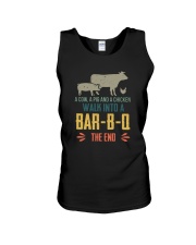 COW PIG CHICKEN WALK INTO A BAR-B-Q Unisex Tank thumbnail