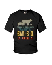 COW PIG CHICKEN WALK INTO A BAR-B-Q Youth T-Shirt thumbnail