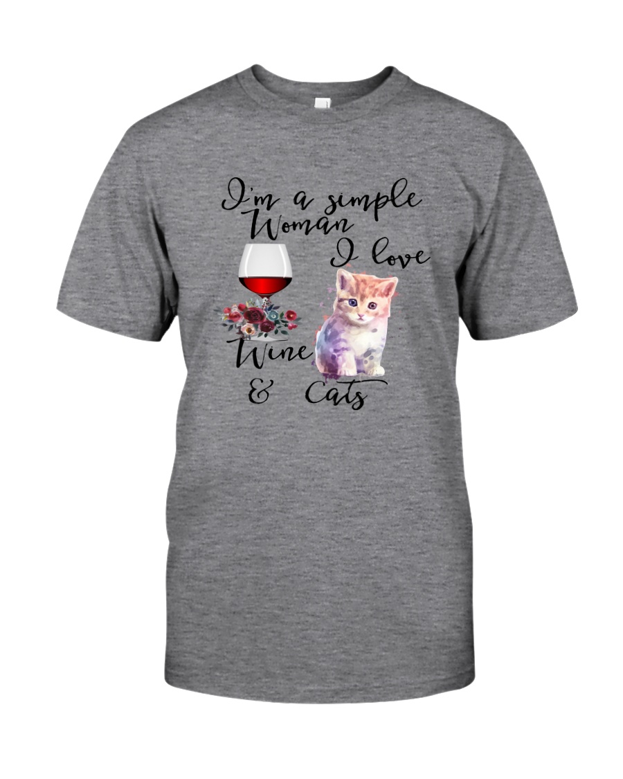 SIMPLE WOMAN LOVE WINE AND CATS Classic T-Shirt