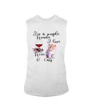 SIMPLE WOMAN LOVE WINE AND CATS Sleeveless Tee thumbnail