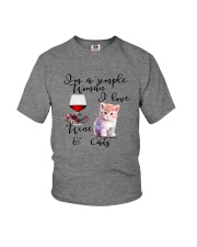 SIMPLE WOMAN LOVE WINE AND CATS Youth T-Shirt thumbnail