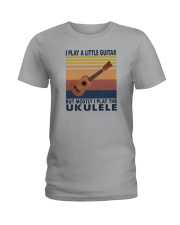 I PLAY A LITTLE GUITAR Ladies T-Shirt tile