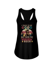 I TRY TO BE GOOD BONFIRE WAS LIT THERE WAS BEER Ladies Flowy Tank tile