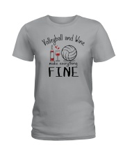 Volleyball And Wine Make Everything Fine Ladies T-Shirt thumbnail