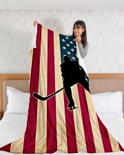 Hockey Funny Flag US Graphic Design Large Fleece Blanket - 60" x 80" aos-coral-fleece-blanket-60x80-lifestyle-front-11
