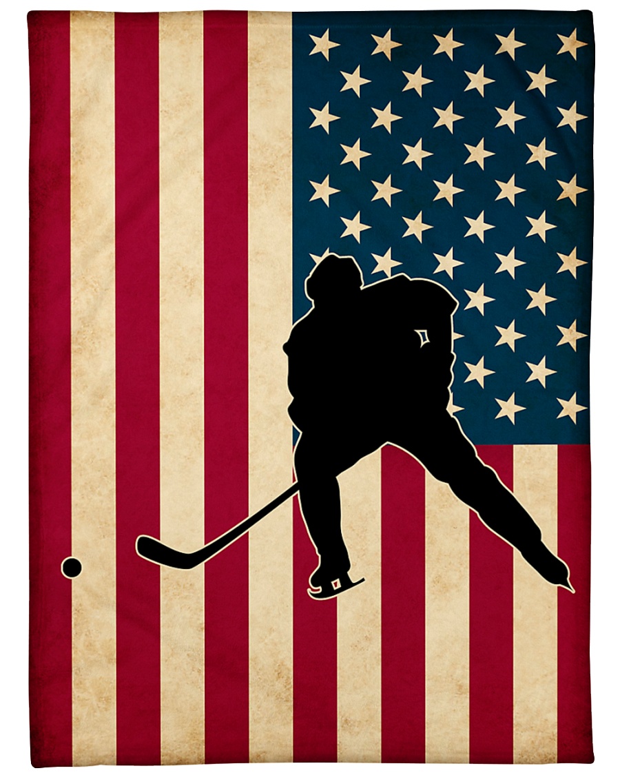 Hockey Funny Flag US Graphic Design Large Fleece Blanket - 60" x 80"
