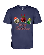 BASKETBALL MERRY CHRISTMAS V-Neck T-Shirt tile