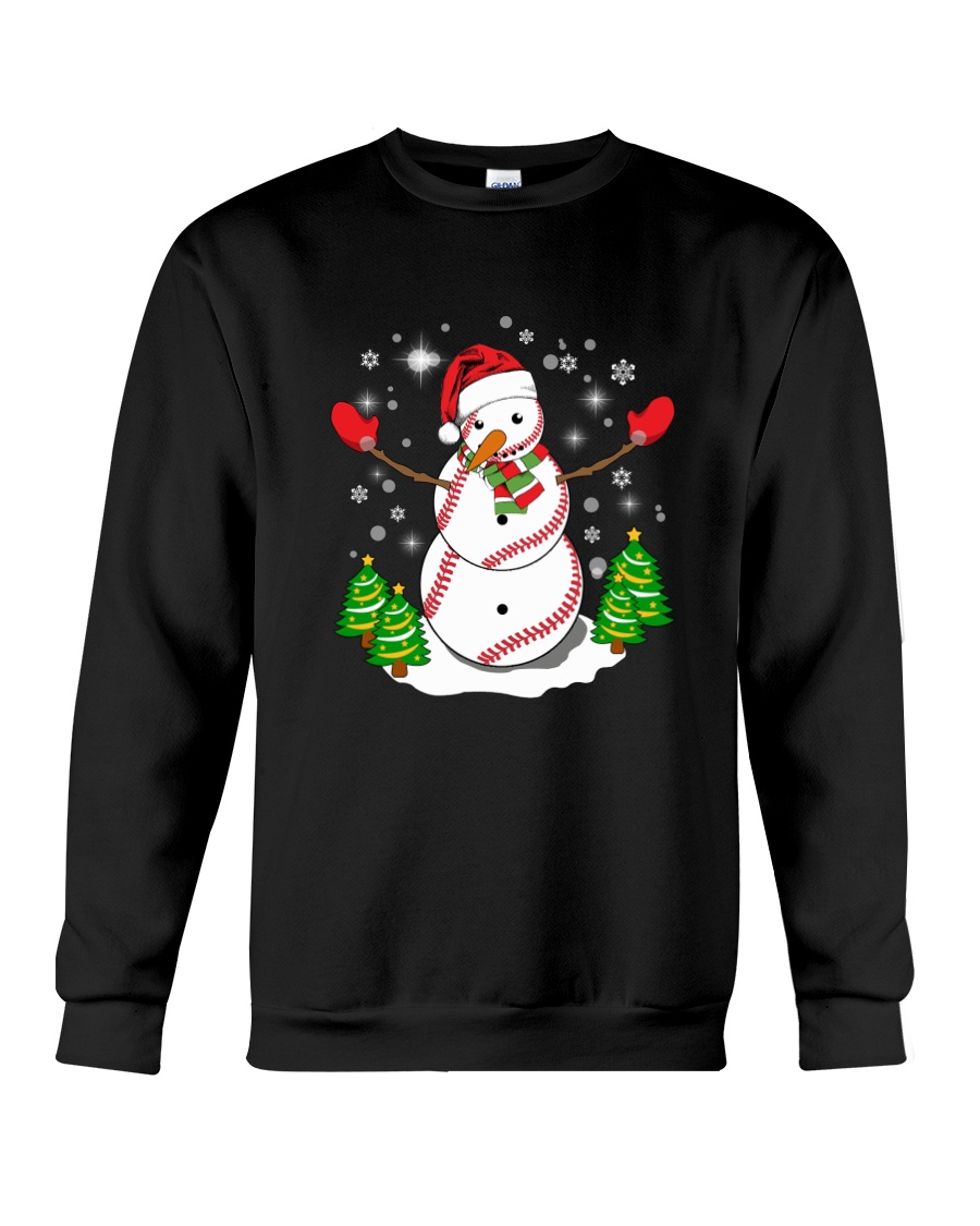 Baseball Christmas Snowman Crewneck Sweatshirt