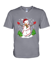 Baseball Christmas Snowman V-Neck T-Shirt thumbnail
