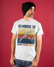 Fishing Here Fishy Fishy Fishy Classic T-Shirt apparel-classic-tshirt-lifestyle-front-89