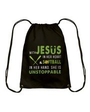 Softball - She is unstoppable Drawstring Bag thumbnail