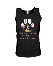 Easily Distracted By Dogs And Baseball Unisex Tank thumbnail