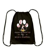 Easily Distracted By Dogs And Baseball Drawstring Bag thumbnail