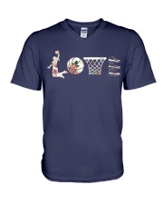 Basketball Love Flower V-Neck T-Shirt thumbnail
