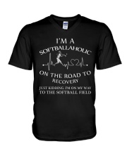 SoftballAholic V-Neck T-Shirt thumbnail