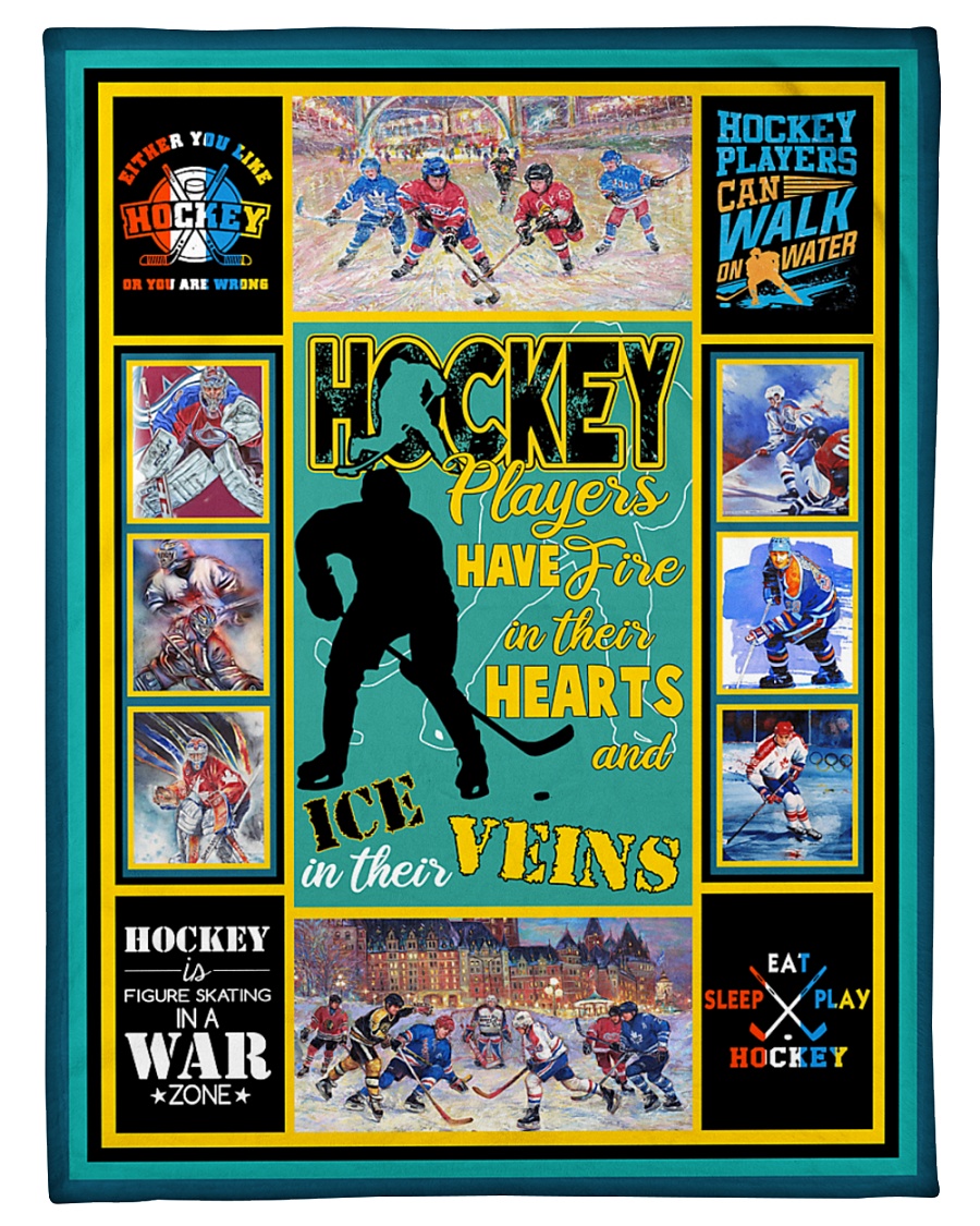 Hockey Players Have Fire In Hearts Graphic Design Small Fleece Blanket - 30" x 40"
