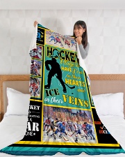 Hockey Players Have Fire In Hearts Graphic Design Large Fleece Blanket - 60" x 80" aos-coral-fleece-blanket-60x80-lifestyle-front-11