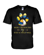 Easily Distracted By Dogs And Volleyball V-Neck T-Shirt thumbnail