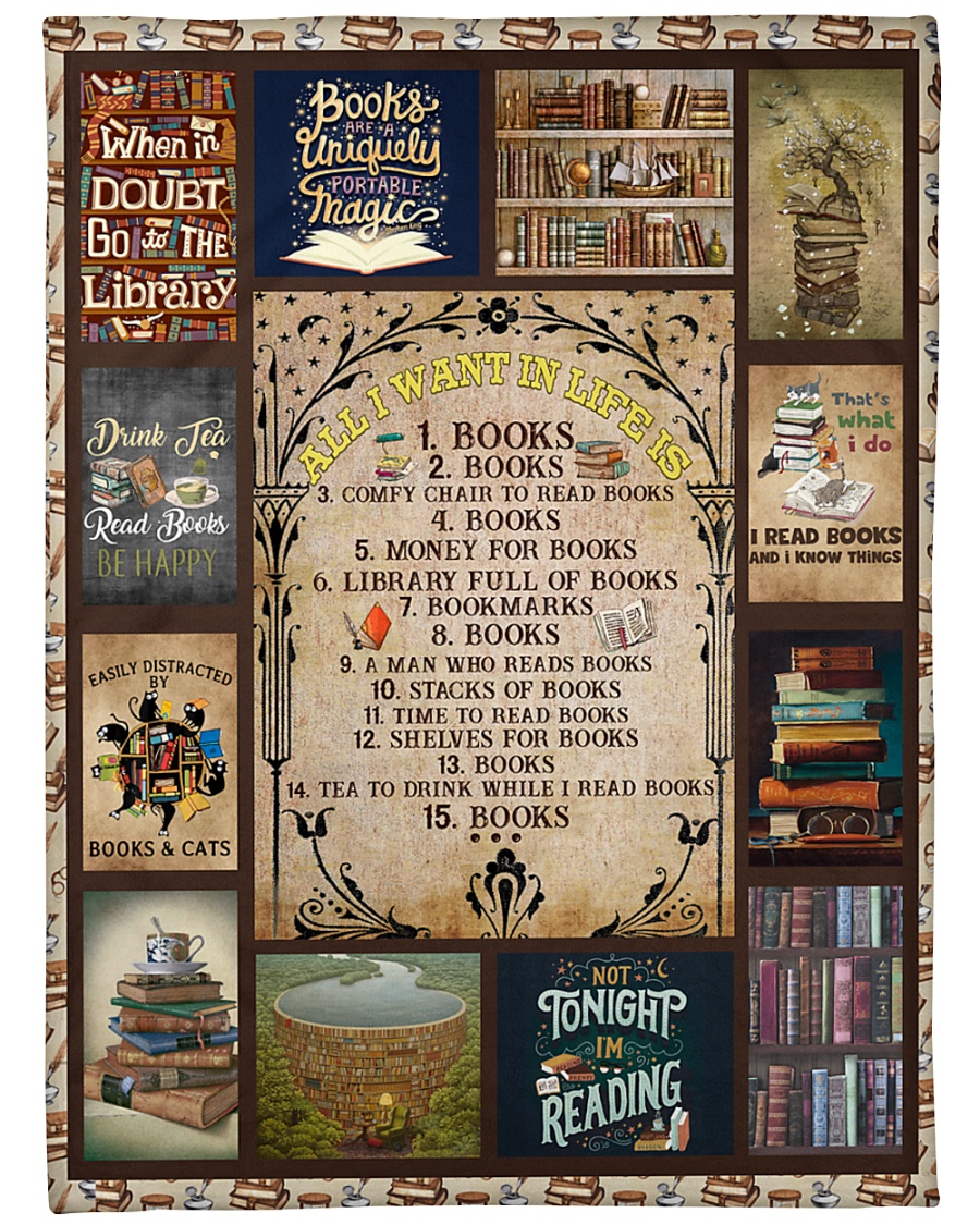 Books All I Want In Life Is Large Fleece Blanket - 60" x 80"