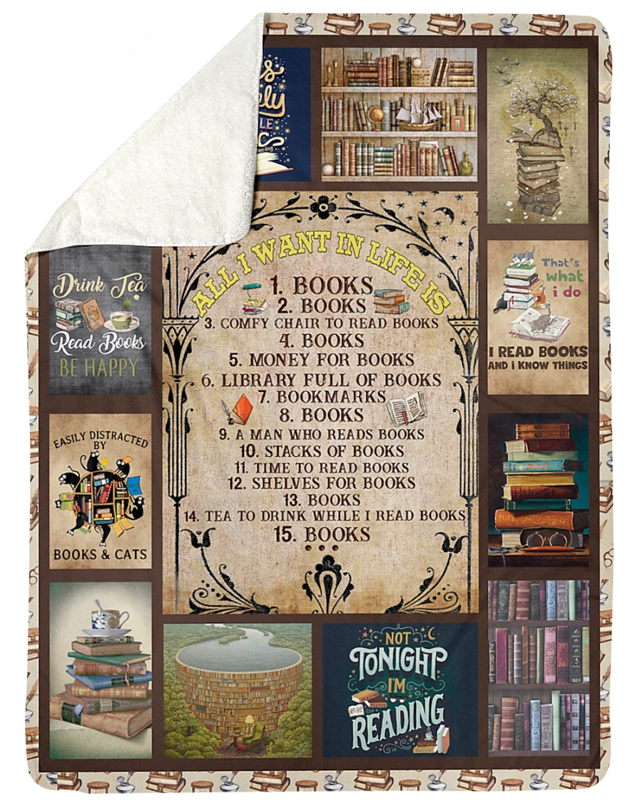 Books All I Want In Life Is Large Sherpa Fleece Blanket - 60" x 80"