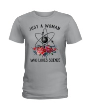 Just A Woman Who Loves Science Ladies T-Shirt thumbnail
