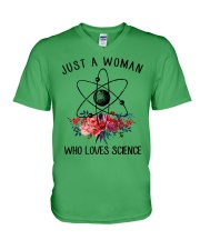 Just A Woman Who Loves Science V-Neck T-Shirt thumbnail
