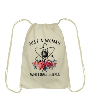Just A Woman Who Loves Science Drawstring Bag thumbnail