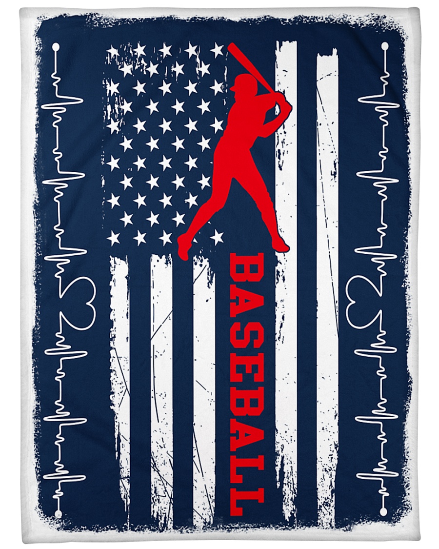 Baseball Blue Flag Large Fleece Blanket - 60" x 80"