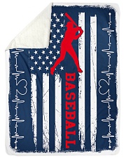 Baseball Blue Flag Large Sherpa Fleece Blanket - 60" x 80" thumbnail