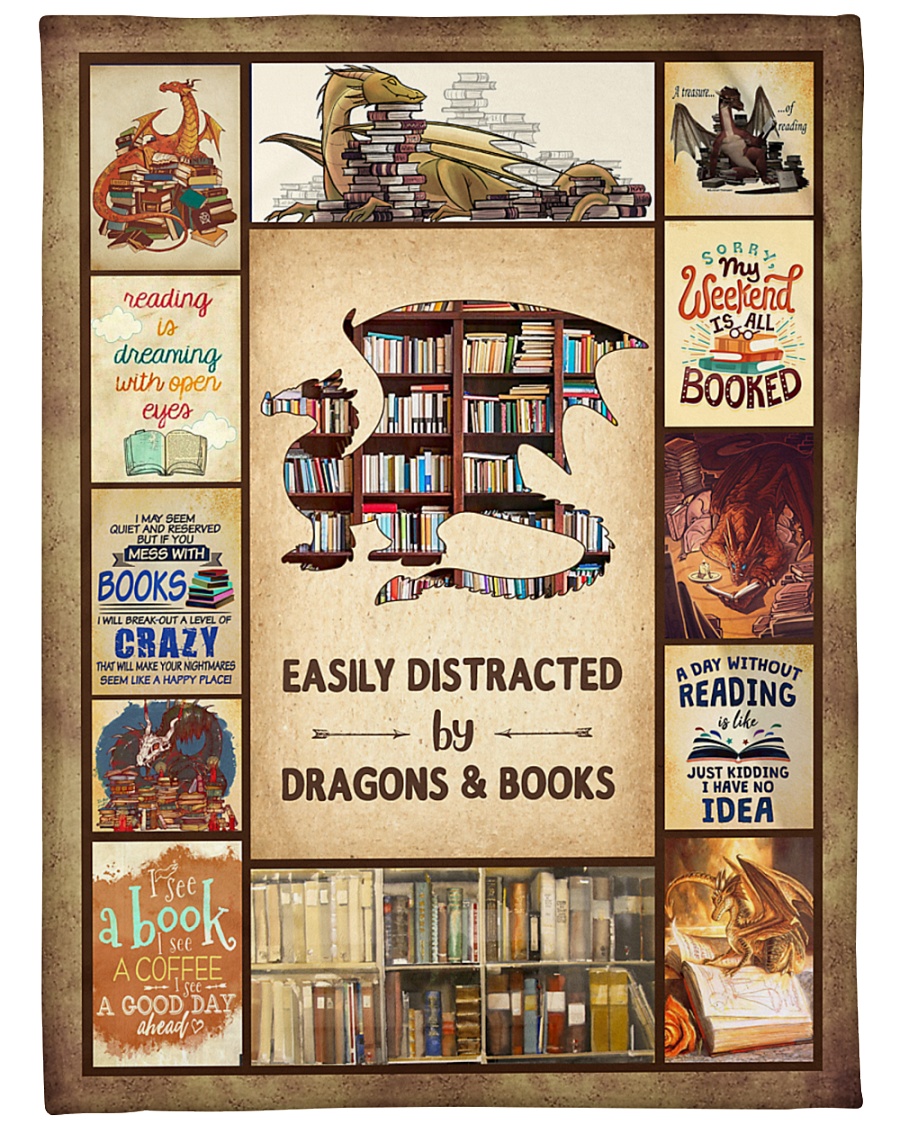 Books Funny Blanket And Dragons Graphic Design Large Fleece Blanket - 60" x 80"