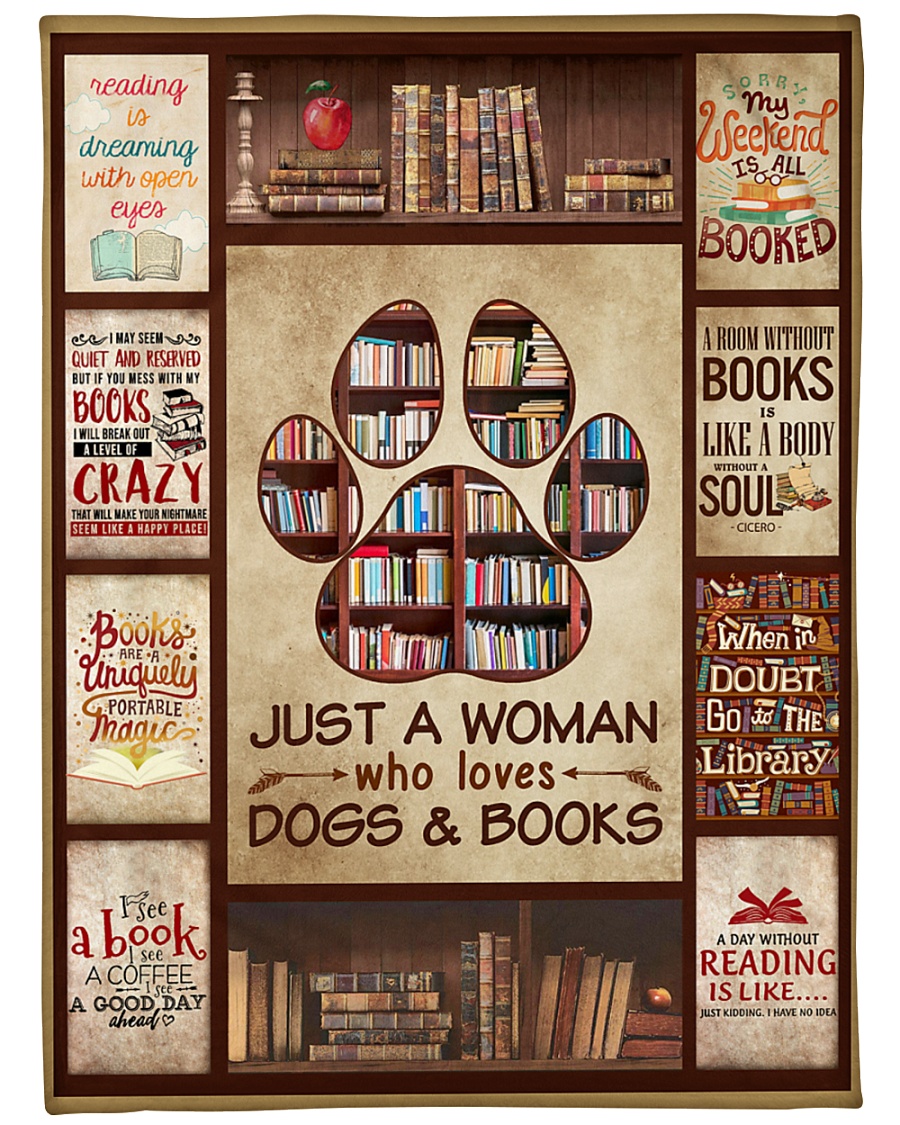 Book Just A Woman Who Loves Dogs Graphic Design Large Fleece Blanket - 60" x 80"