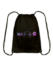 Skiing Dog Heartbeat Drawstring Bag thumbnail