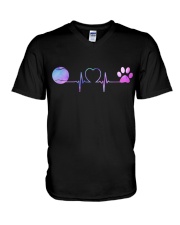 Tennis Dog Heartbeat V-Neck T-Shirt thumbnail