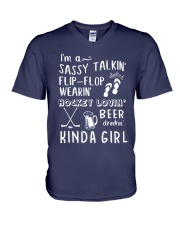 Hockey Loving Beer Drinking V-Neck T-Shirt thumbnail