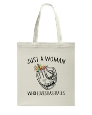 A Woman Loves Baseballs Tote Bag thumbnail