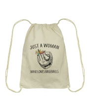A Woman Loves Baseballs Drawstring Bag thumbnail