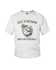 A Woman Loves Baseballs Youth T-Shirt thumbnail