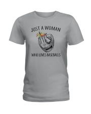 A Woman Loves Baseballs Ladies T-Shirt thumbnail