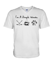 Hockey Coffee and Dogs V-Neck T-Shirt thumbnail