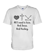 All I Need Is Love And Hockey V-Neck T-Shirt thumbnail