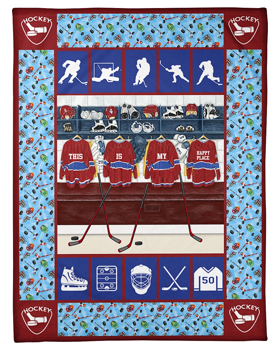 Hockey Funny This Is My Happy Place Graphic Design Small Fleece Blanket - 30" x 40"
