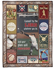 Baseball Commit To The Lord Large Fleece Blanket - 60" x 80" front